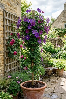 Clematis 'Star of India' sur tige 70 cm C2