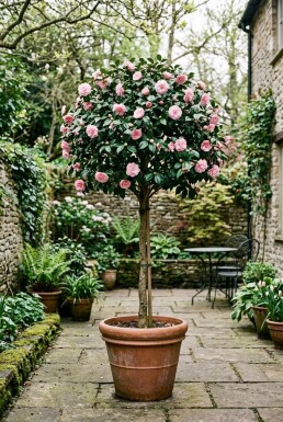 Camellia japonica 'Burnside' sur tige